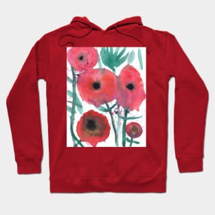 A Watercolor Painting of Poppy Flowers Hoodie